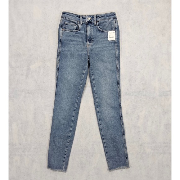 Seventy Seven Denim - Free People‎ Jeans 27 Sierra NEW Skinny Jegging Raw Hem Stretch Blue High Rise